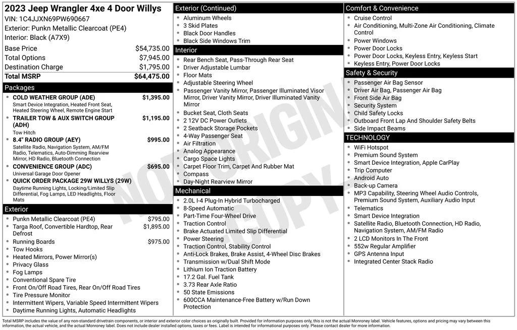 jeep wrangler 4xe 2023 1C4JJXN69PW690667 image jeep wrangler 4xe 2023 1C4JJXN69PW690667 image
